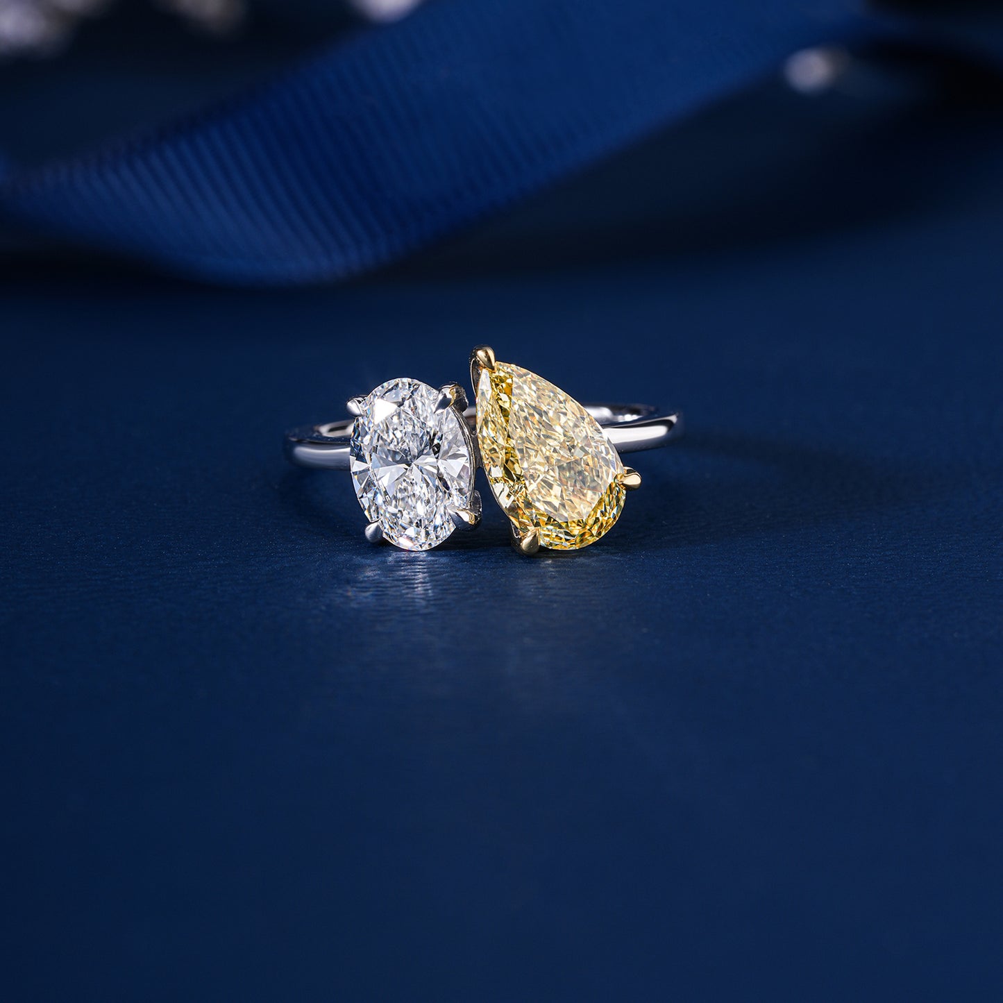 3.00 TCW Toi et Moi Ring , Oval and Pear Cut Engagement Ring ,Two Stone Bridal Ring