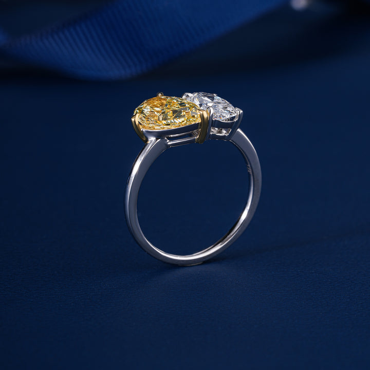 2.8 TCW Toi et Moi Ring , Oval and Pear Cut Engagement Ring ,Two Stone Bridal Ring
