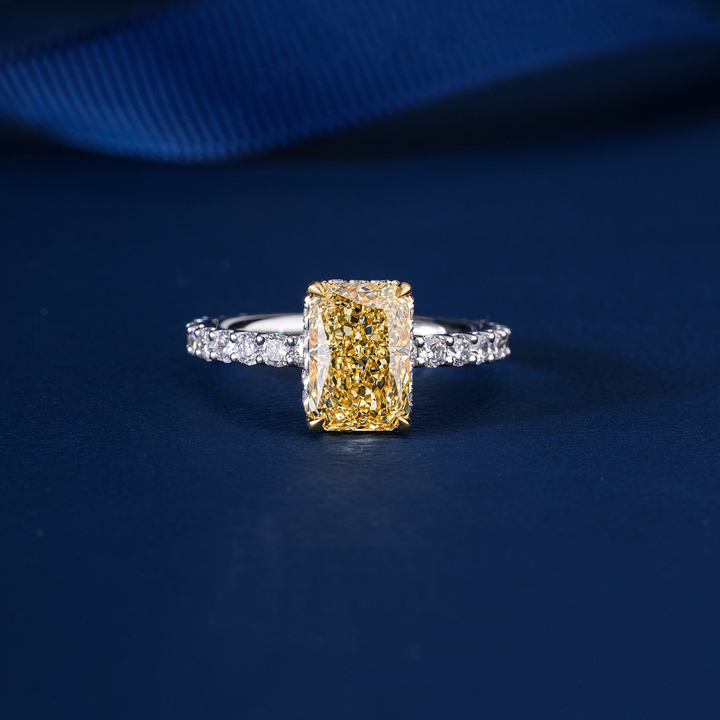2.50 CT Yellow Radiant Cut Diamond  with Pave Engagement Ring