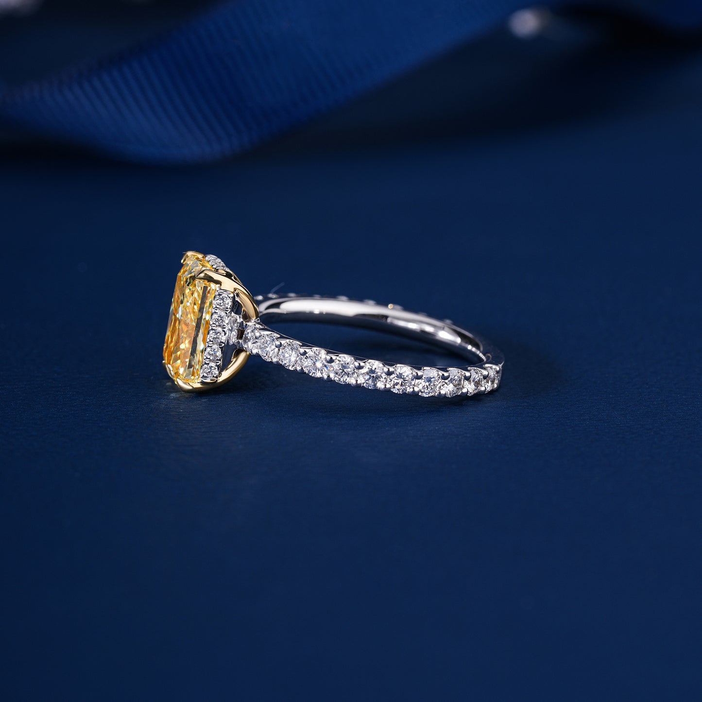 2.50 CT Yellow Radiant Cut Diamond  with Pave Engagement Ring