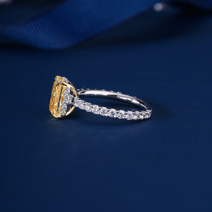 2.50 CT Yellow Radiant Cut Diamond  with Pave Engagement Ring