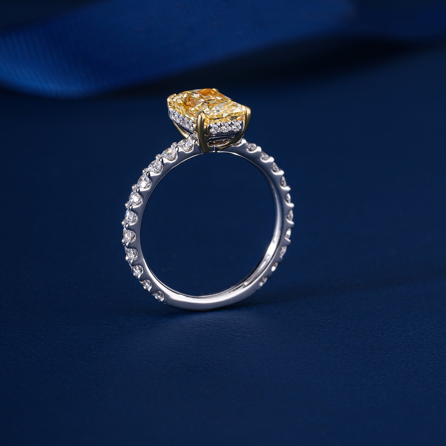 2.50 CT Yellow Radiant Cut Diamond  with Pave Engagement Ring