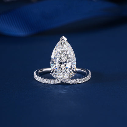 4.00 CT Elegant Pear Cut Diamond  Featuring Split Shank Pave Engagement Ring