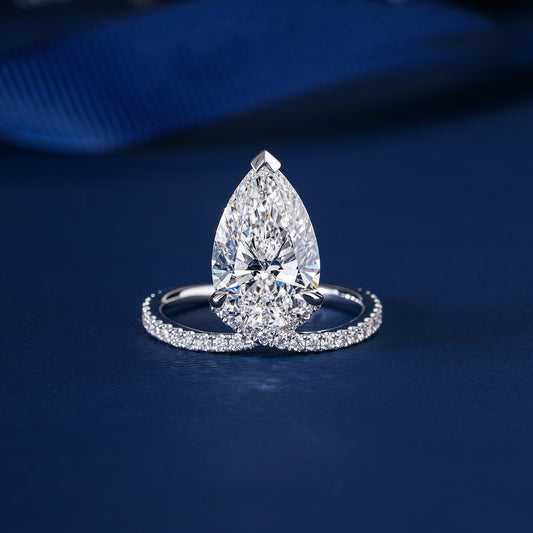 4.00 CT Elegant Pear Cut Diamond  Featuring Split Shank Pave Engagement Ring