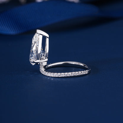 4.00 CT Elegant Pear Cut Diamond  Featuring Split Shank Pave Engagement Ring