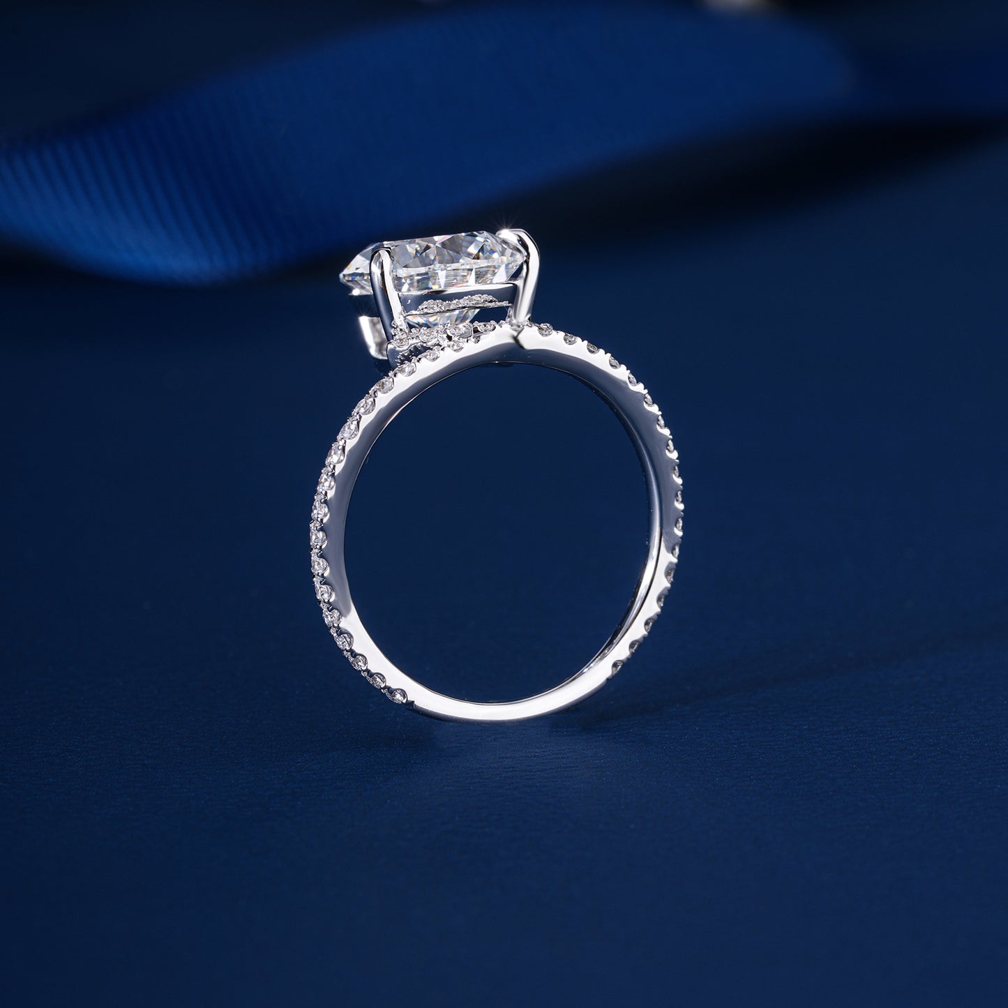 4.00 CT Elegant Pear Cut Diamond  Featuring Split Shank Pave Engagement Ring