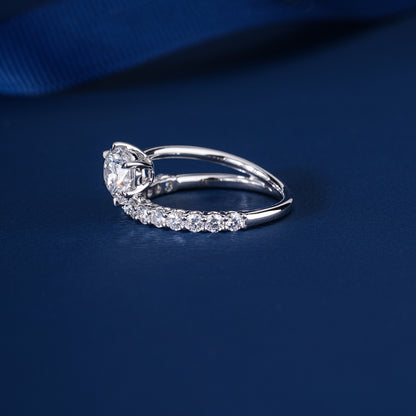 1.00 CT Round Brilliant Diamond with Eternity Band Engagement Ring