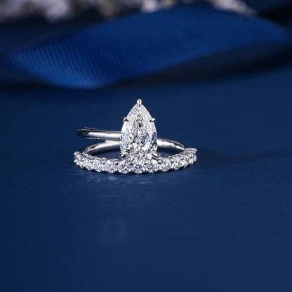 1.50 CT Pear Shaped Diamond Bridal Ring with Sparkling Band