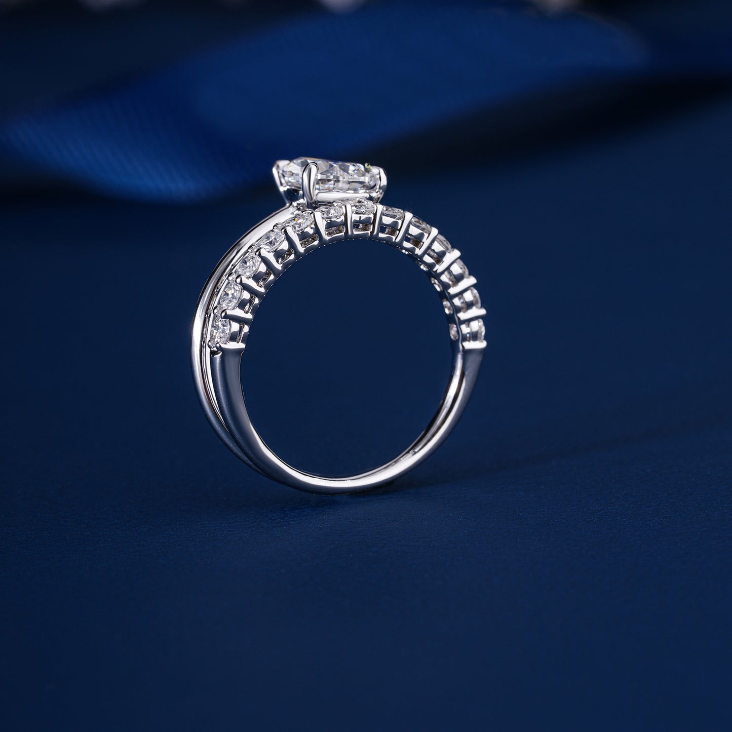 1.50 CT Pear Shaped Diamond Bridal Ring with Sparkling Band