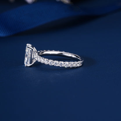 2.00 CT Cushion Cut Lab Grown Diamond Hidden Halo Pave Setting Engagement Ring
