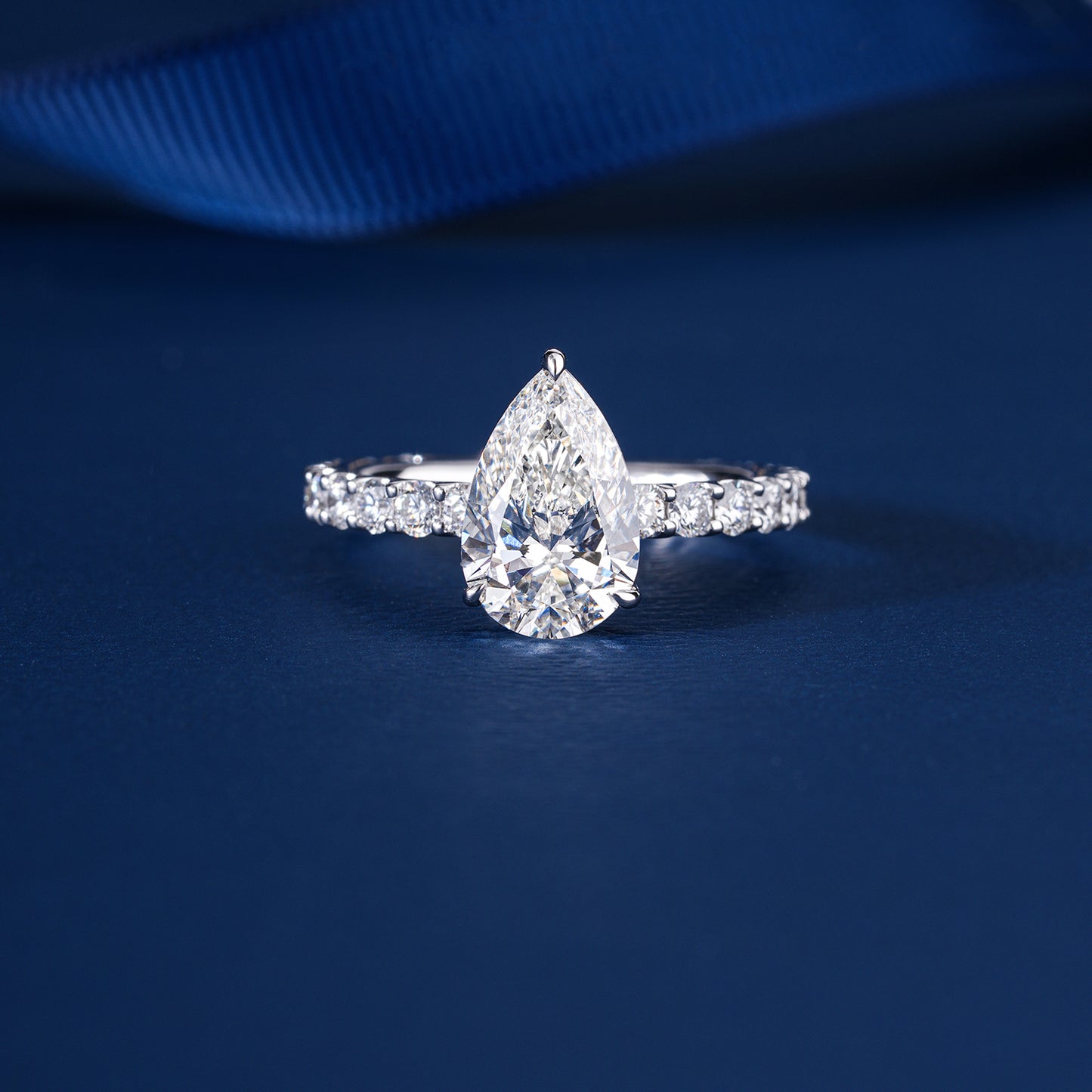 2.00 CT Pear Shaped Diamond Hidden Halo Pave Setting Engagement Ring