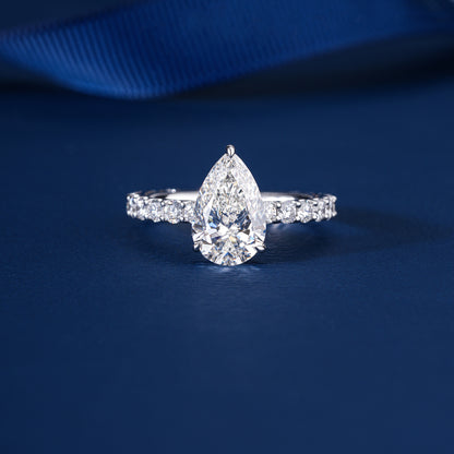 2.00 CT Pear Shaped Diamond Hidden Halo Pave Setting Engagement Ring