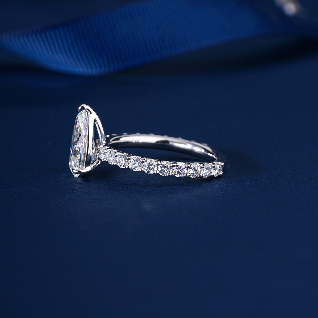 2.0 CT Pear Shaped Diamond Hidden Halo Pave Setting Engagement Ring