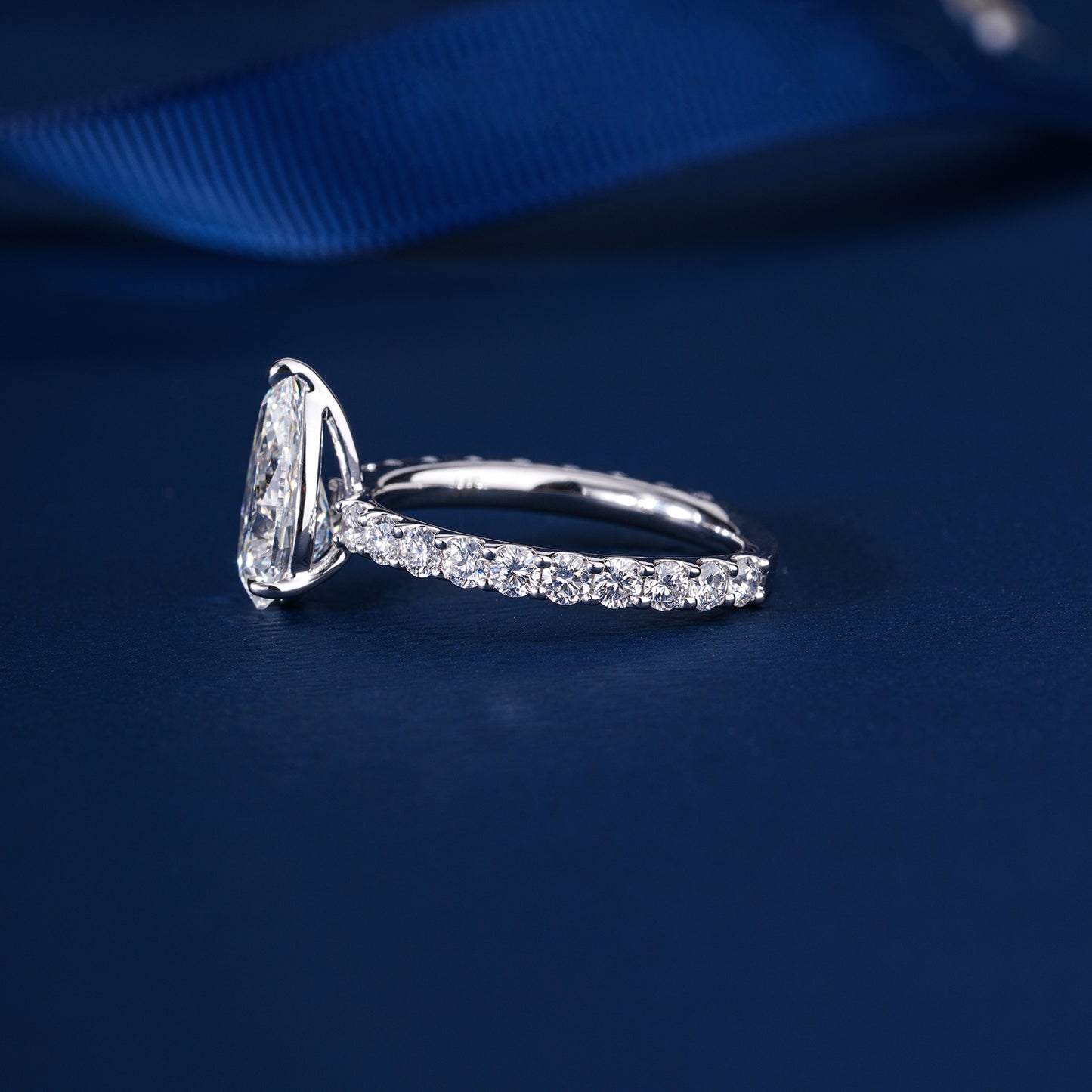 2.00 CT Pear Shaped Diamond Hidden Halo Pave Setting Engagement Ring