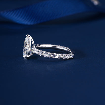 2.00 CT Pear Shaped Diamond Hidden Halo Pave Setting Engagement Ring