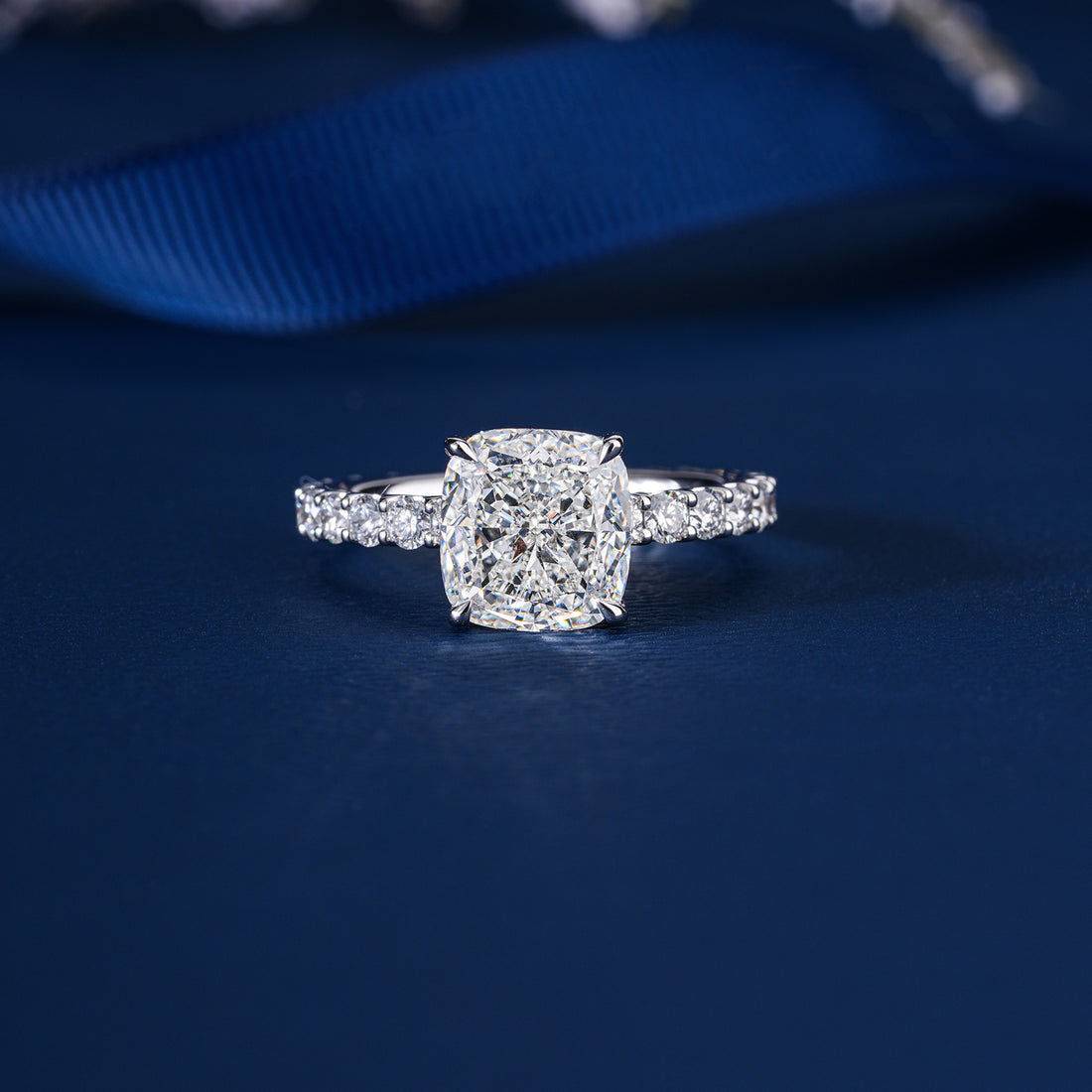 3.00 CT Pear Shape Lab Grown Diamond Hidden Halo Engagement Ring