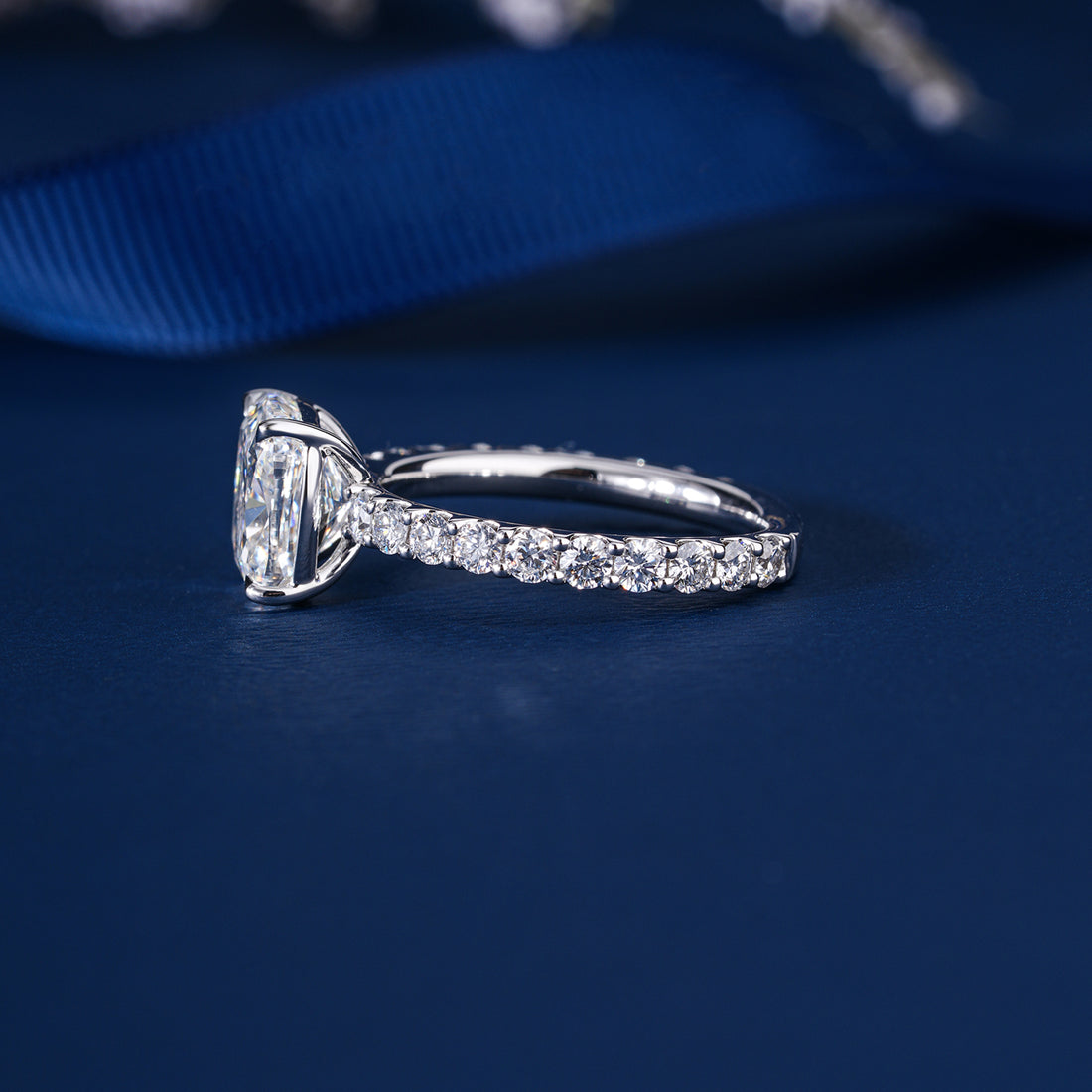 3.00 CT Pear Shape Lab Grown Diamond Hidden Halo Engagement Ring