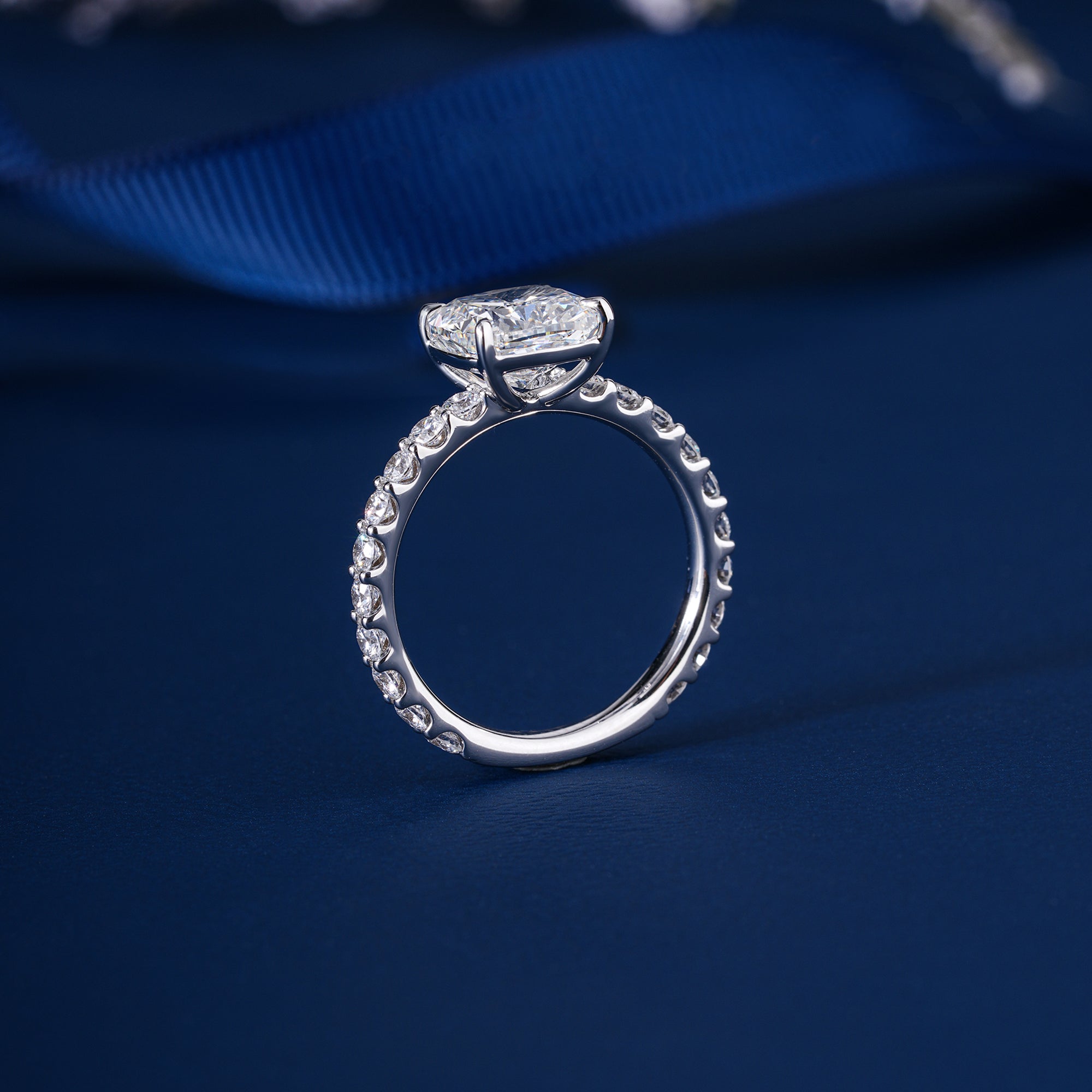 3.00 CT Pear Shape Lab Grown Diamond Hidden Halo Engagement Ring