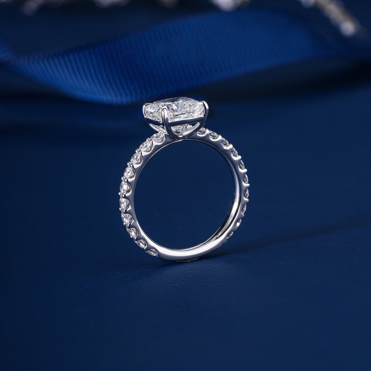 3.00 CT Pear Shape Lab Grown Diamond Hidden Halo Engagement Ring