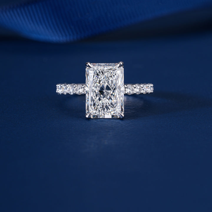 2 ct Radiant Cut Hidden Halo Pave Band Engagement Ring