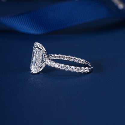 2.00 ct Radiant Cut Hidden Halo Pave Band Engagement Ring