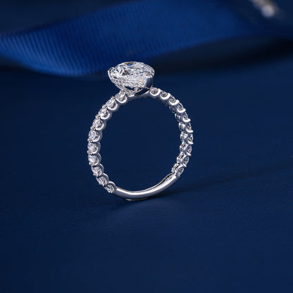 2.00 ct Pear Shape Diamond Hidden Halo Pave Setting Engagement Ring