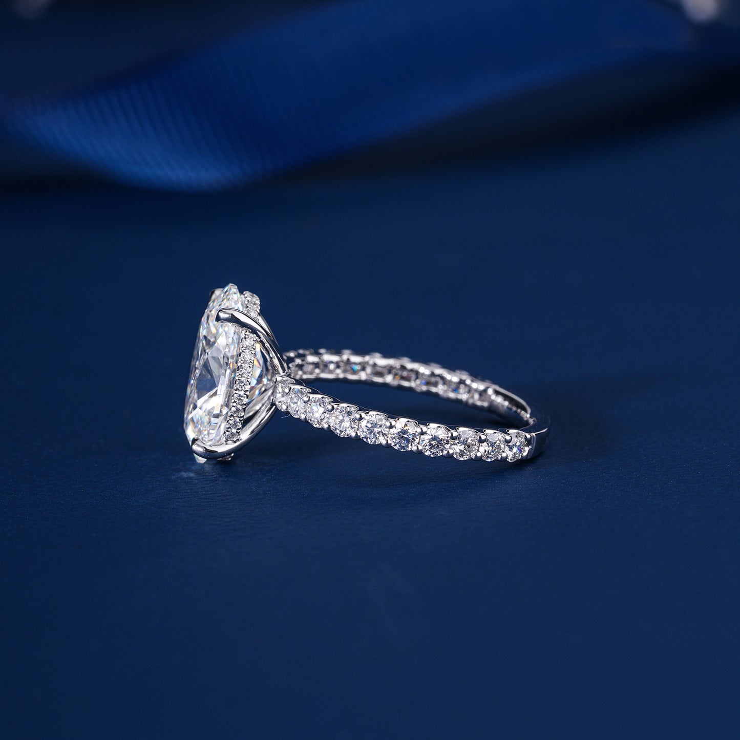 4.00 CT Oval Cut Lab Grown Diamond Pave set Engagement Ring