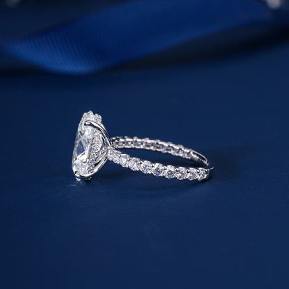 4.00 CT Oval Cut Lab Grown Diamond Pave set Engagement Ring