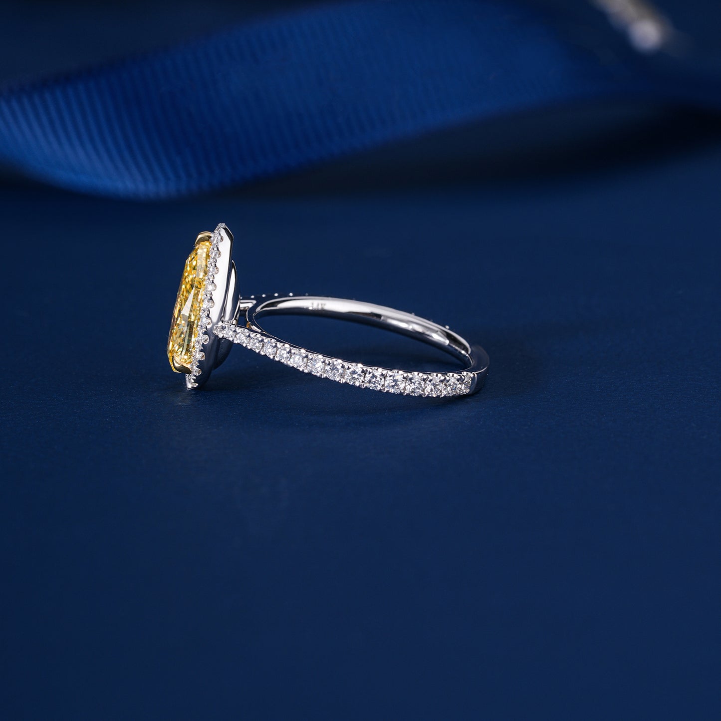 2.00 CT Pear yellow Diamond Pave Setting Engagement Ring
