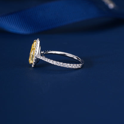 2.00 CT Pear yellow Diamond Pave Setting Engagement Ring