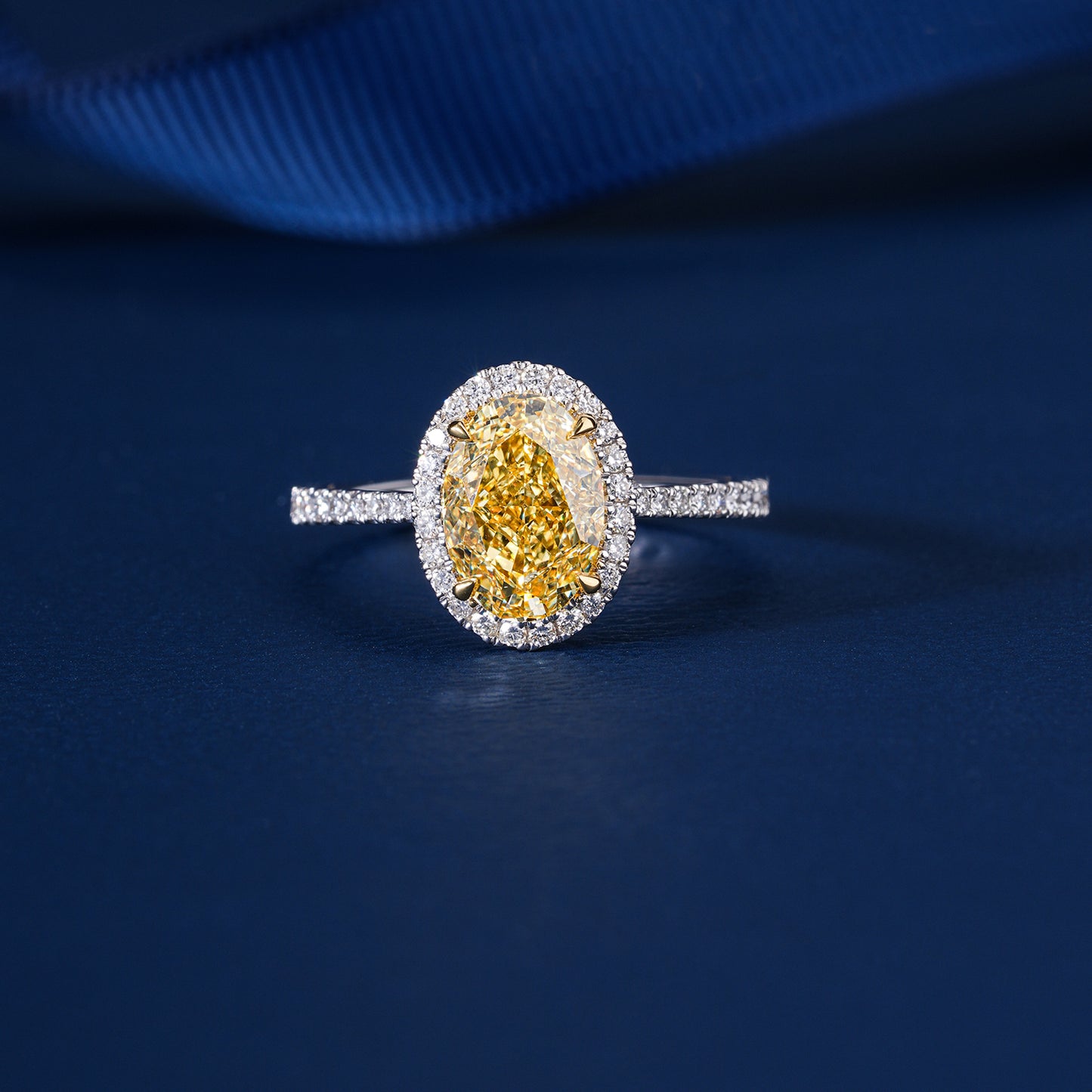 2.00 CT Oval yellow Diamond Lab Grown Diamond Engagement Ring