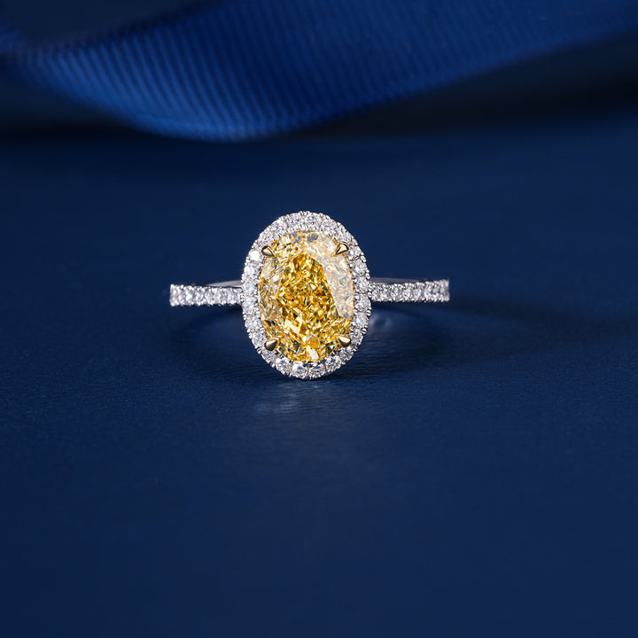 2.10 CT Oval yellow Diamond Lab Grown Diamond Engagement Ring