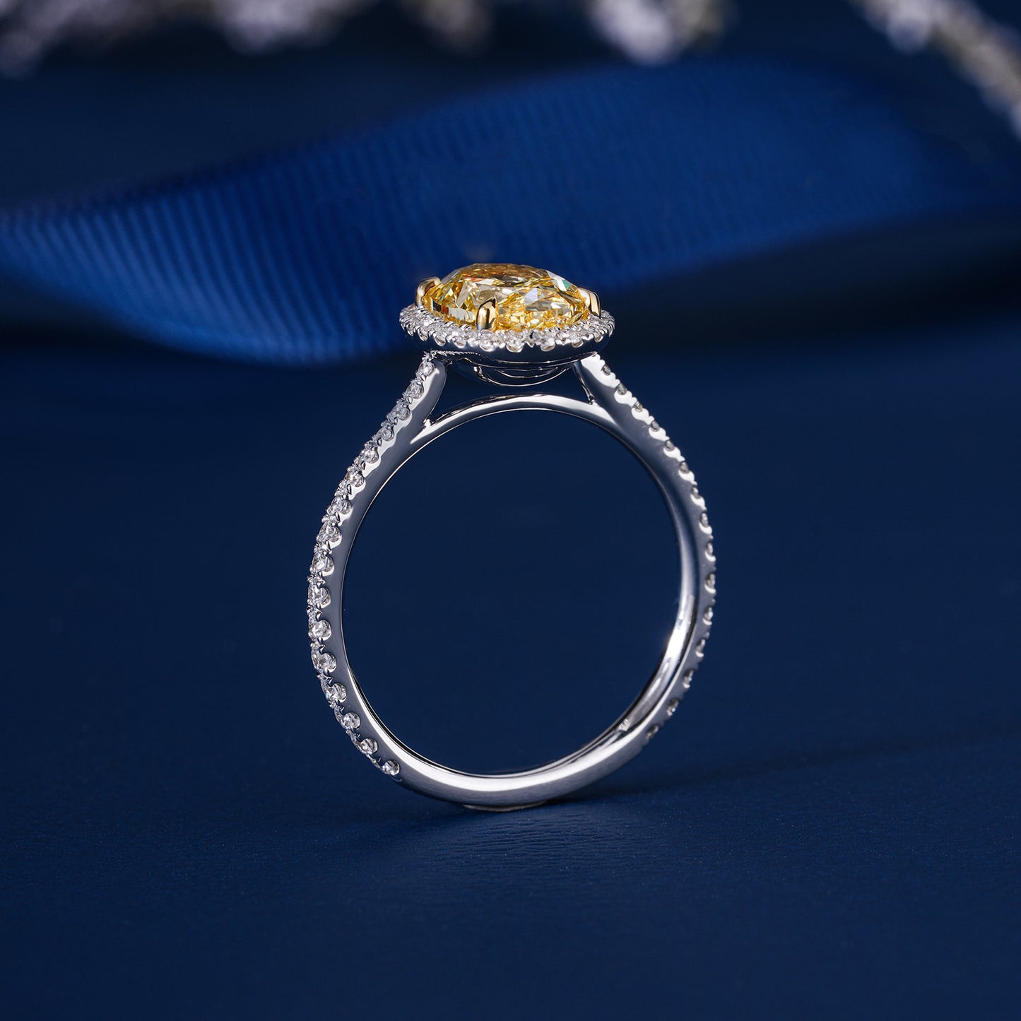 2.00 CT Oval yellow Diamond Lab Grown Diamond Engagement Ring
