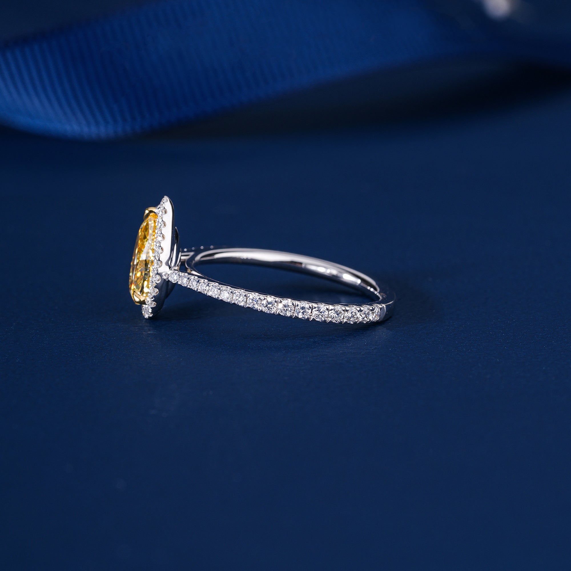 1.00 CT Pear yellow Diamond Lab Grown Diamond Engagement Ring