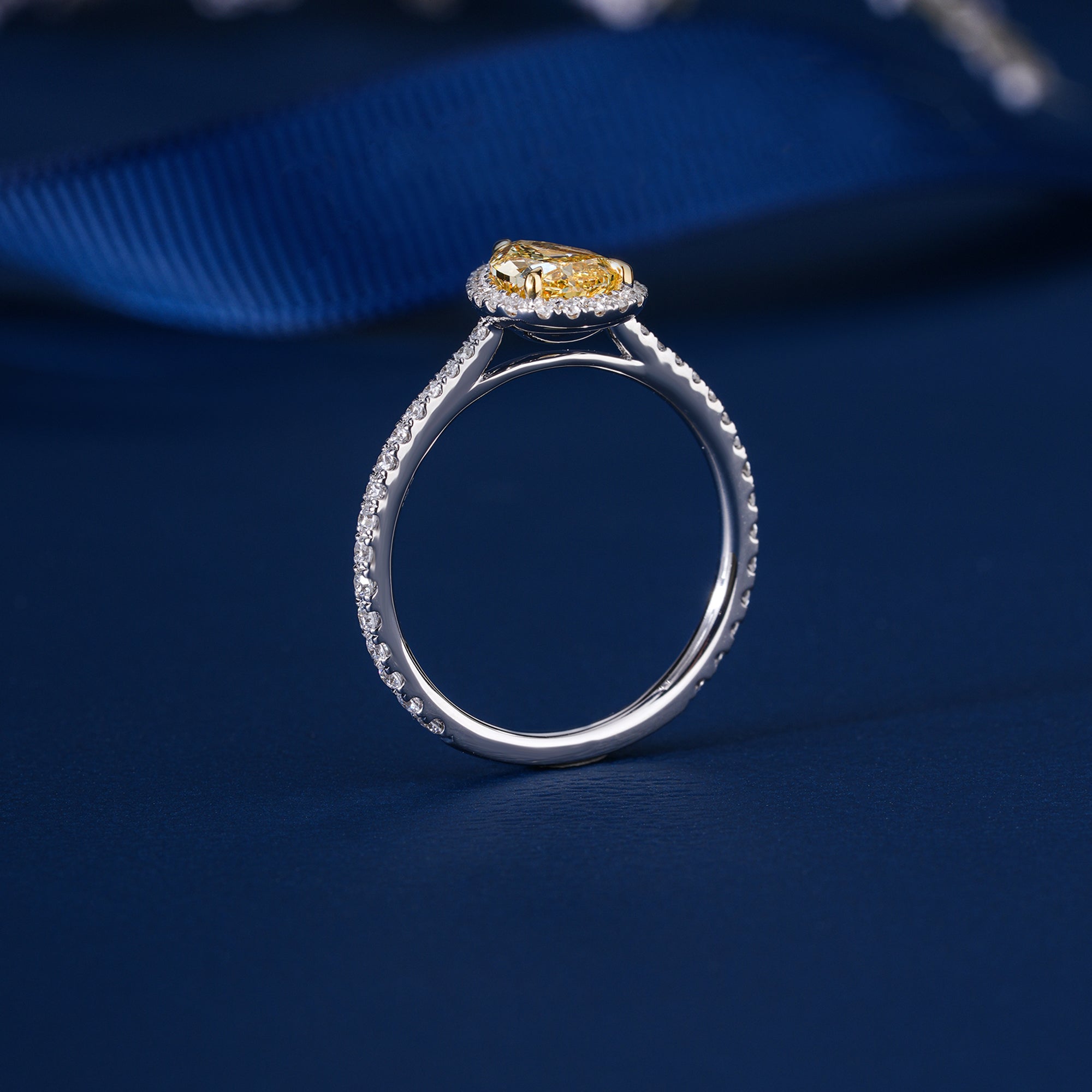 1.00 CT Pear yellow Diamond Lab Grown Diamond Engagement Ring