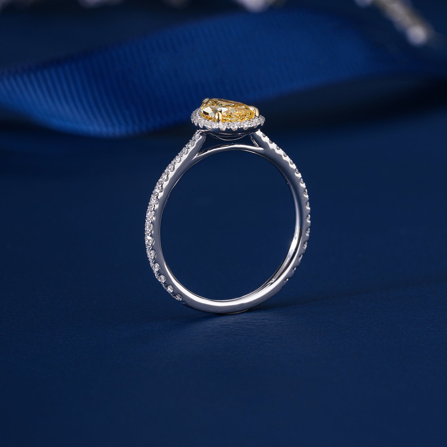 1.00 CT Pear yellow Diamond Lab Grown Diamond Engagement Ring