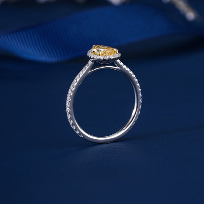 1.00 CT Pear yellow Diamond Lab Grown Diamond Engagement Ring