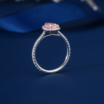 1.5 CT Fancy Pink Pear Lab Grown Diamond Halo Engagement Ring