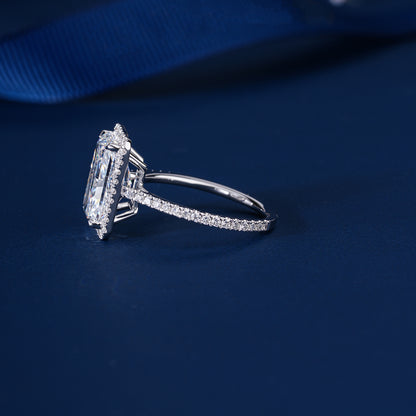 4.00 CT Radiant Lab Grown Diamond Halo Setting Pave Engagement Ring