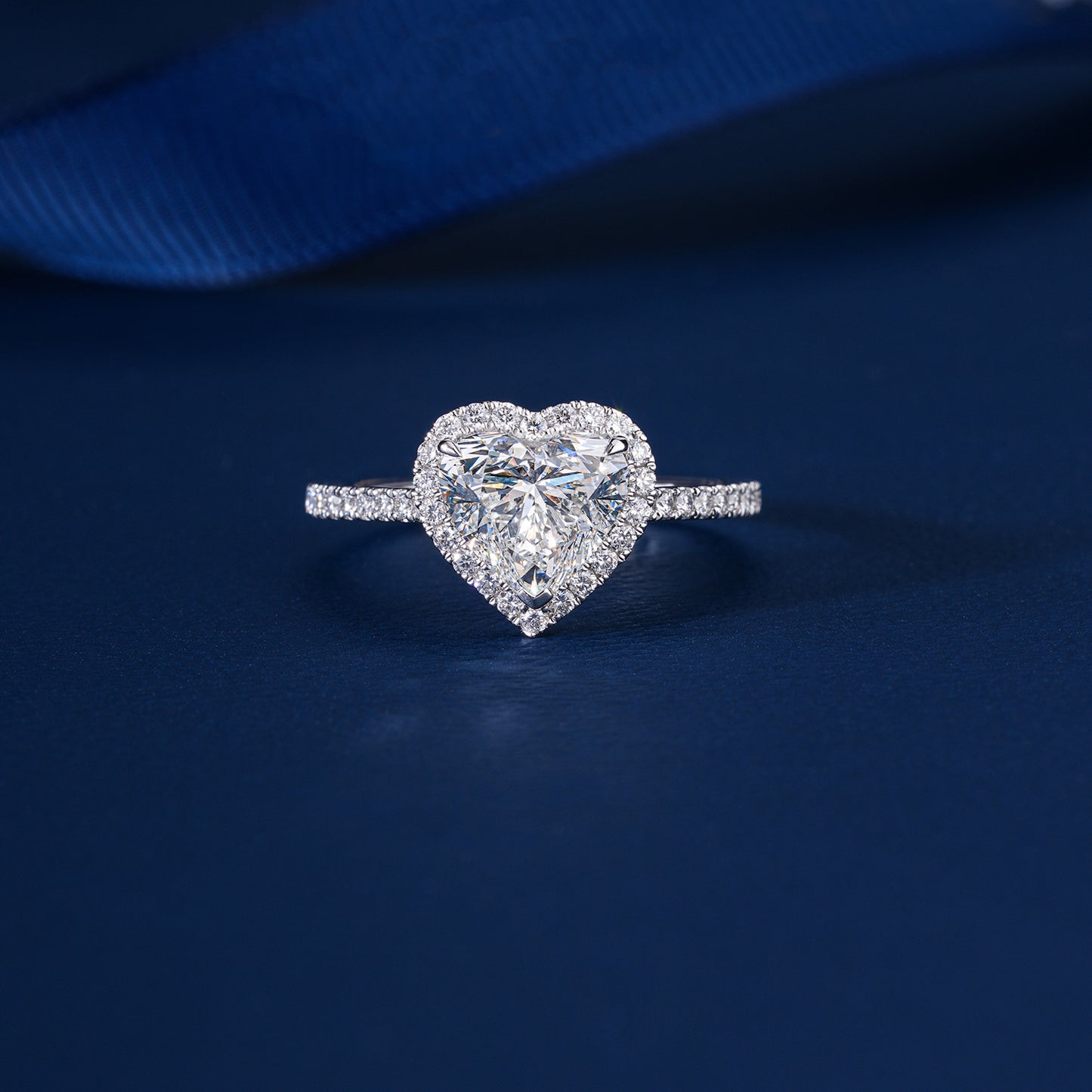 3.00 CT Romantic Heart Cut Diamond in with Sparkling Pave Shank Engagement ring
