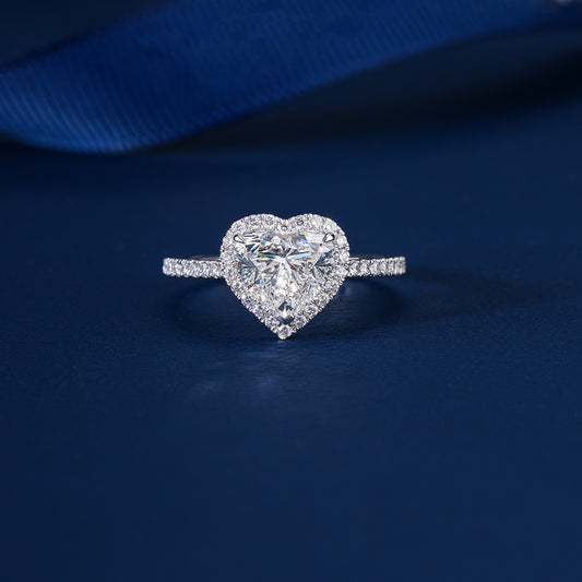 3.00 CT Romantic Heart Cut Diamond in with Sparkling Pave Shank Engagement ring