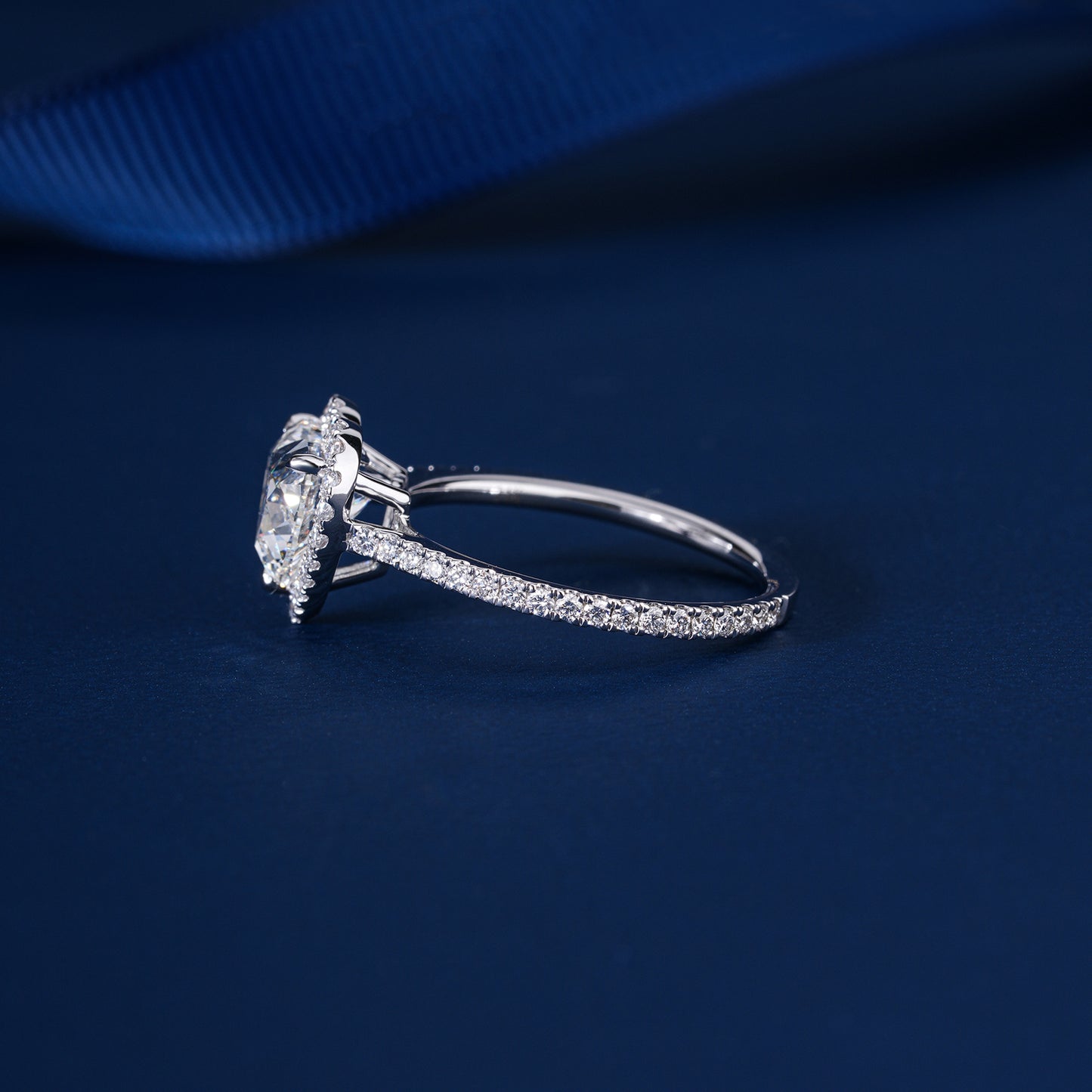 3.00 CT Romantic Heart Cut Diamond in with Sparkling Pave Shank Engagement ring
