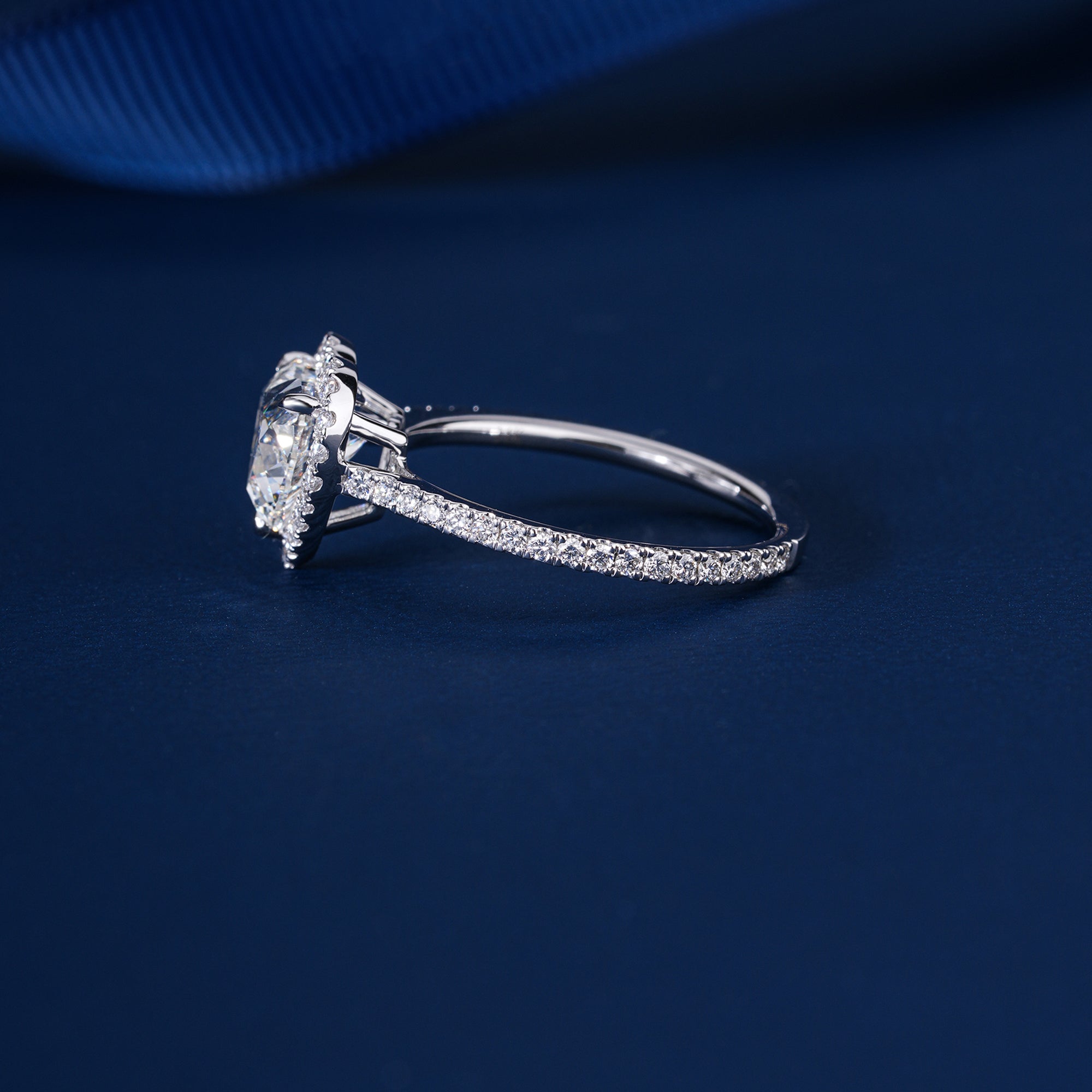 1.77 CT Heart Shape Lab Grown Diamond Ring Halo Setting Solid 14k Gold Pave Band Promise Engagement Anniversary Ring