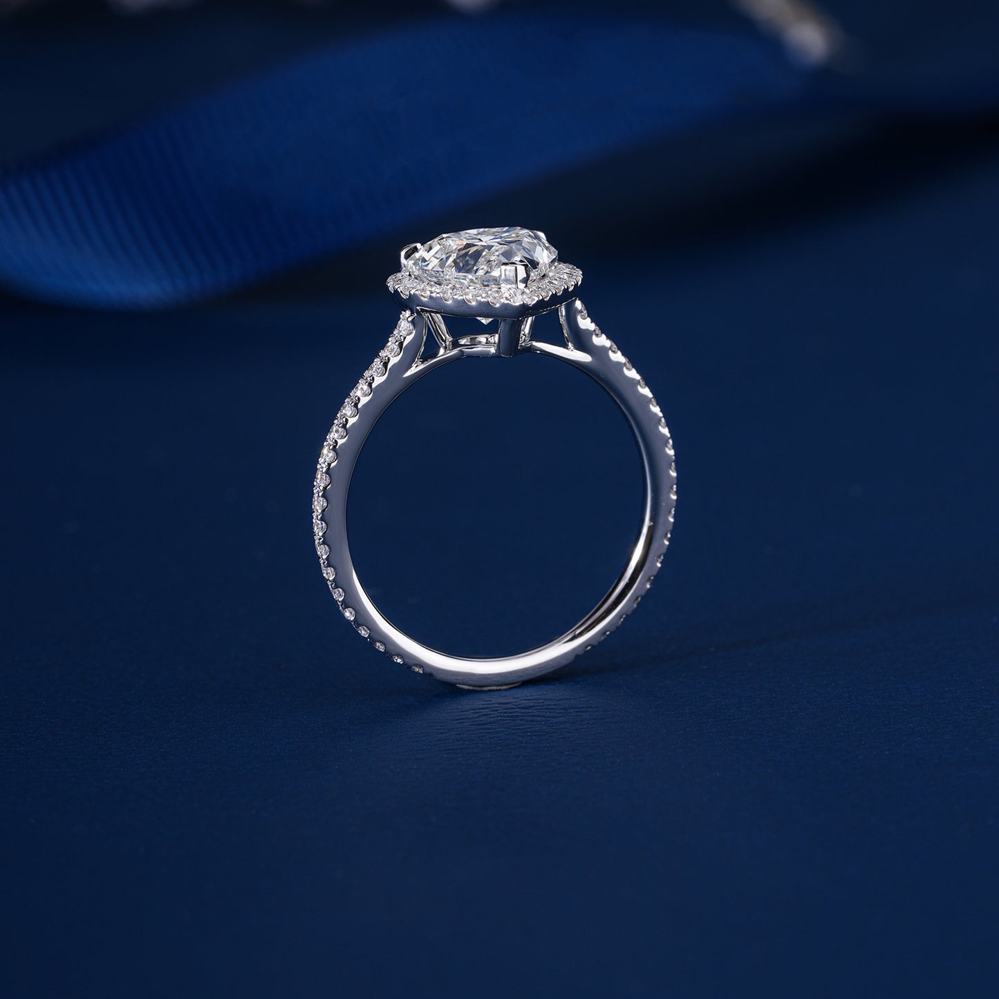 3.00 CT Romantic Heart Cut Diamond in with Sparkling Pave Shank Engagement ring