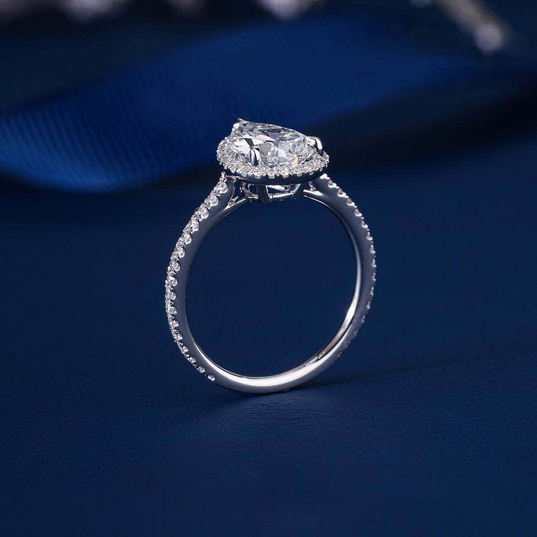 1.77 CT Heart Shape Lab Grown Diamond Ring Halo Setting Solid 14k Gold Pave Band Promise Engagement Anniversary Ring (Copy)