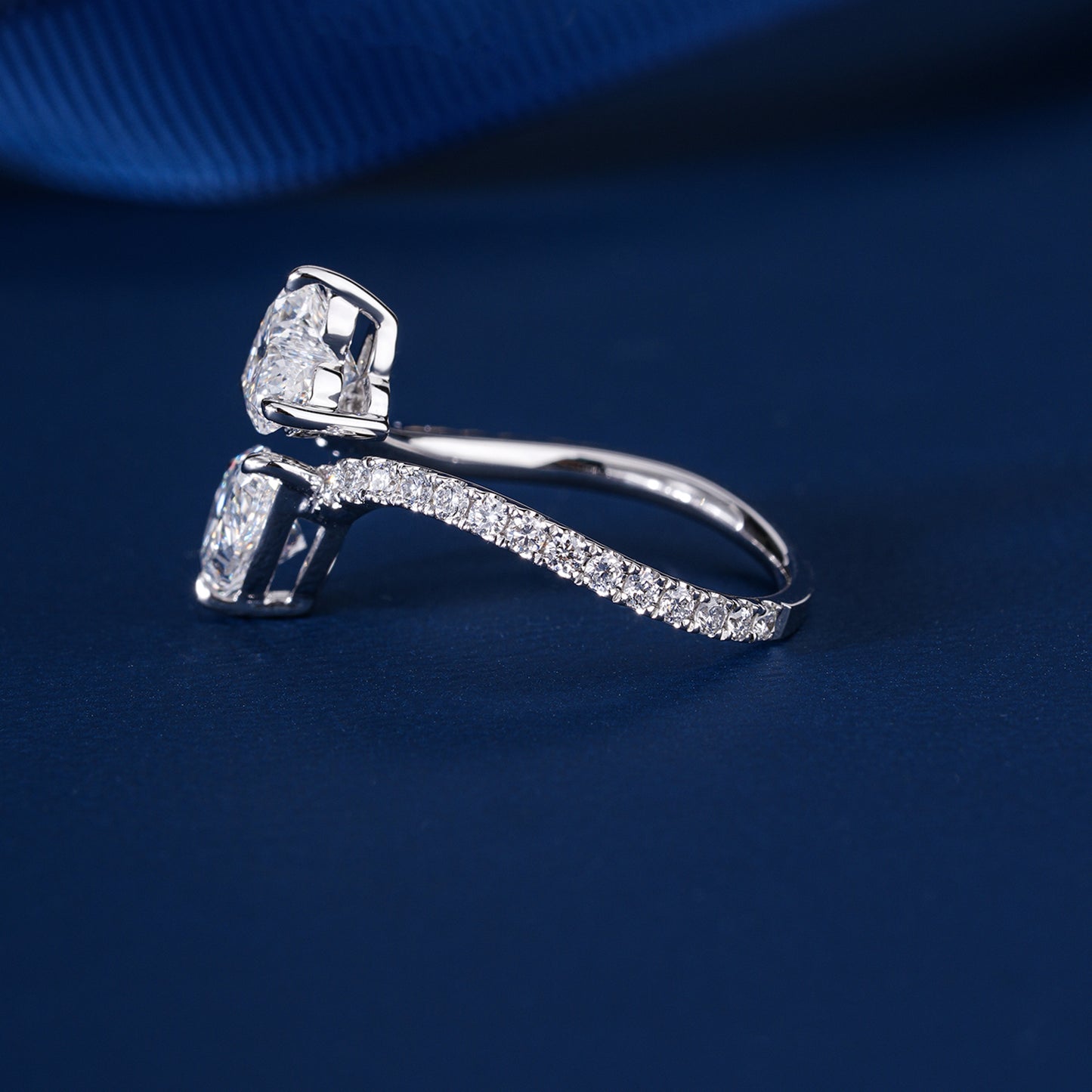 2.00 CT Lab Grown Heart Pear Cut Two Stone Diamond Engagement  Ring