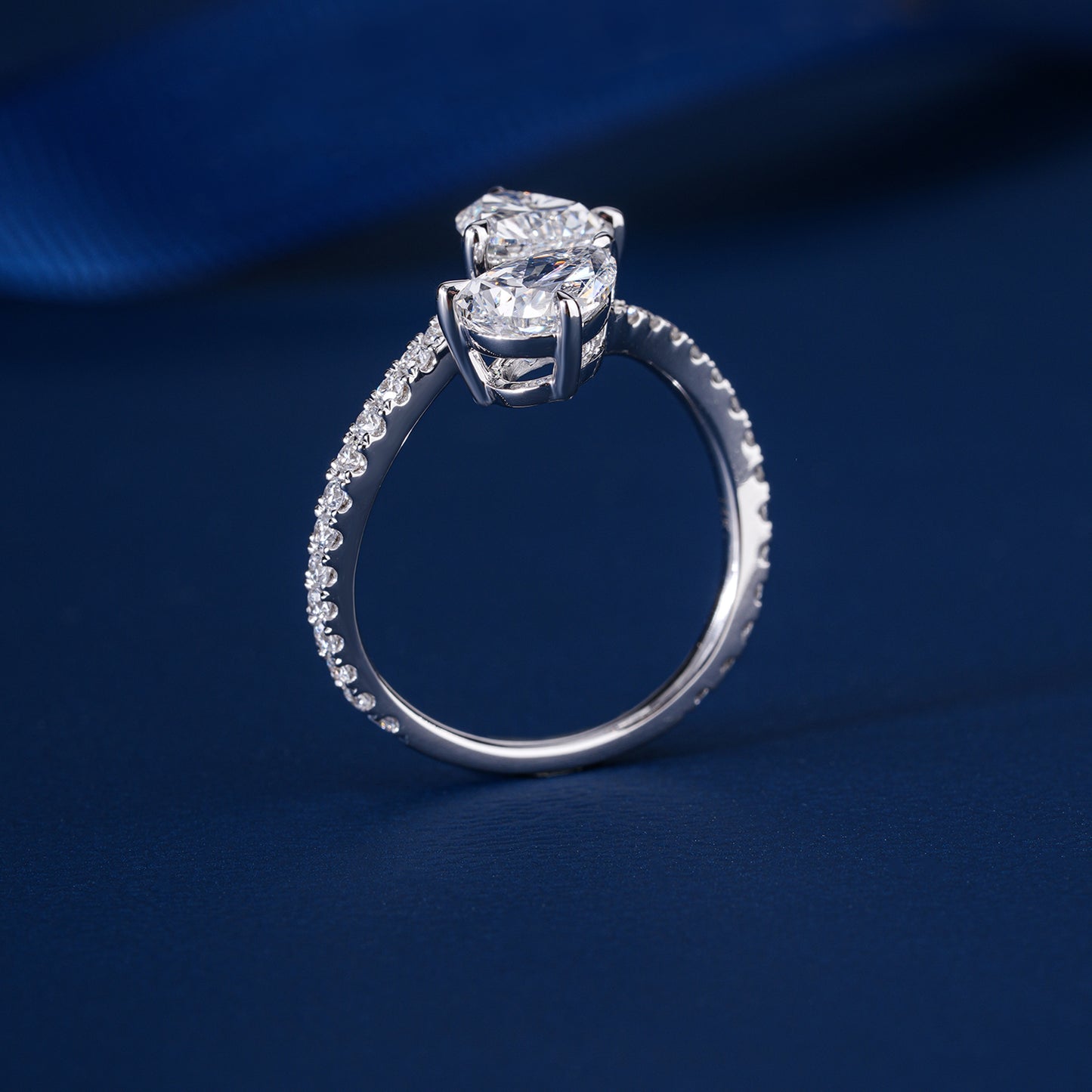 2.00 CT Lab Grown Heart Pear Cut Two Stone Diamond Engagement  Ring