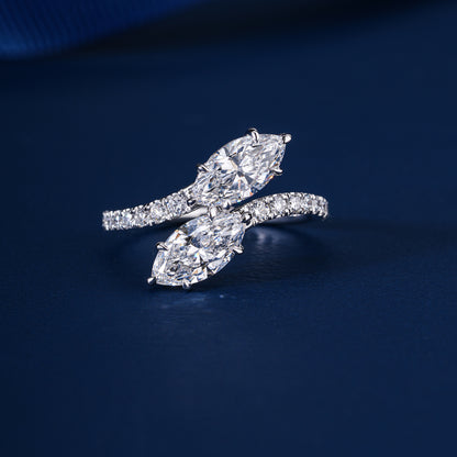2.00 CT Lab Grown Diamond  Marquise Cut Toi e Moi Pave Engagement Ring
