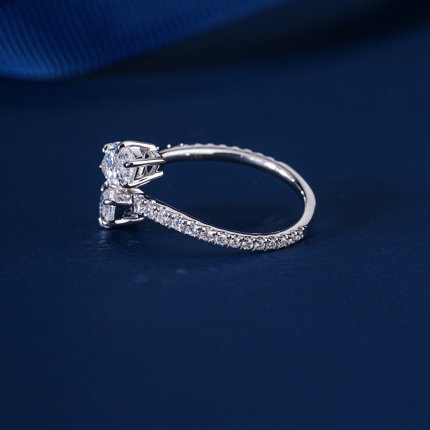 2.00 CT Lab Grown Diamond  Marquise Cut Toi e Moi Pave Engagement Ring