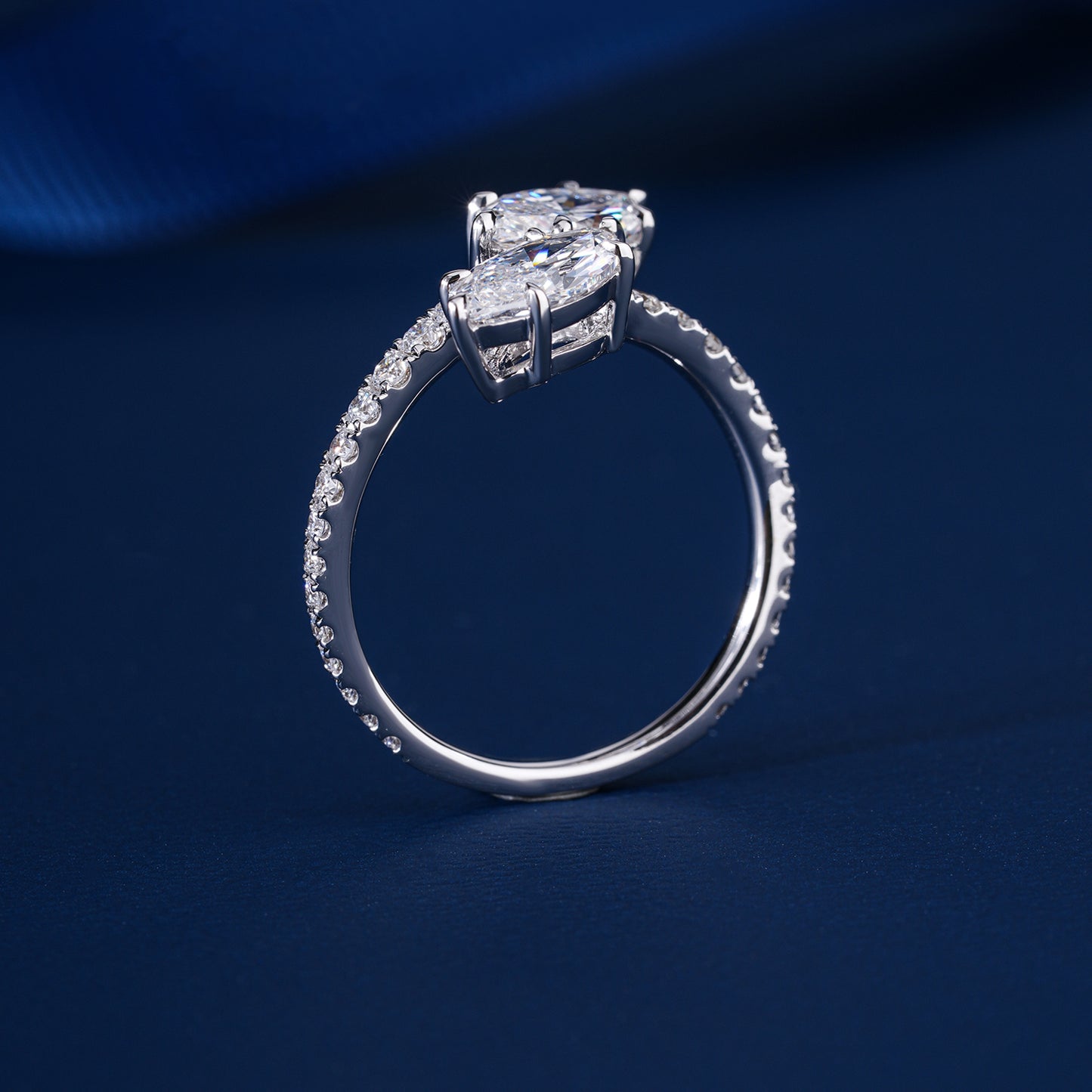 2.00 CT Lab Grown Diamond  Marquise Cut Toi e Moi Pave Engagement Ring